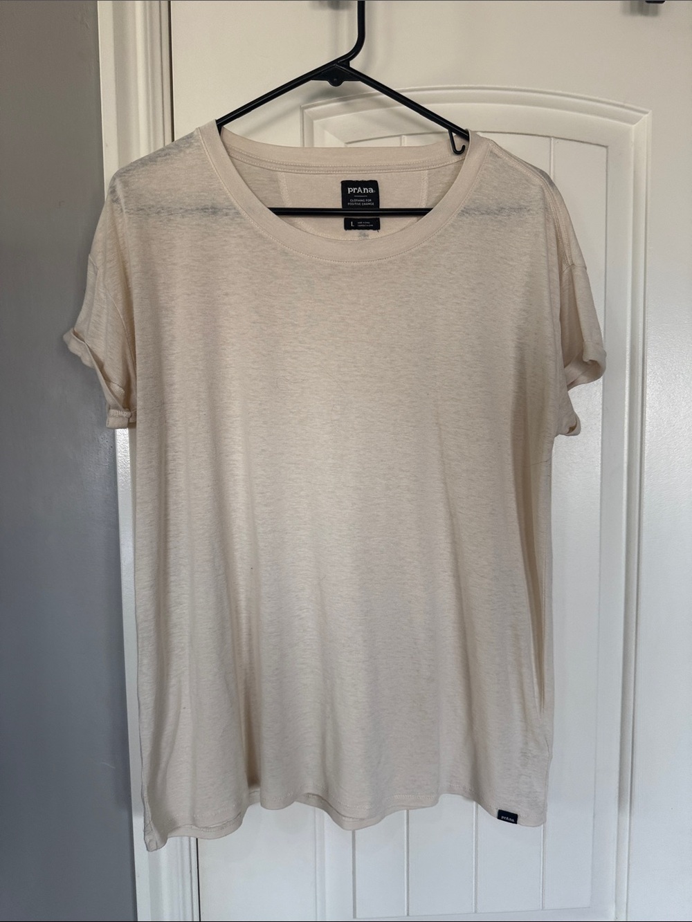 Prana Short Sleeve Crew Neck Tee in Beige